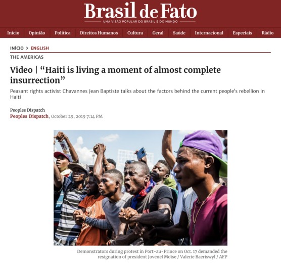 Brasil de Fato, 29 octobre 2019