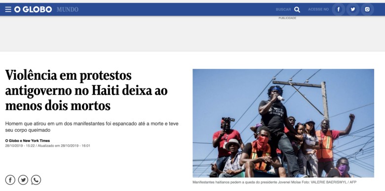 O Globo, 28 octobre 2019